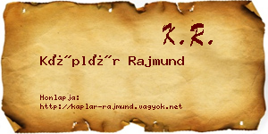 Káplár Rajmund névjegykártya